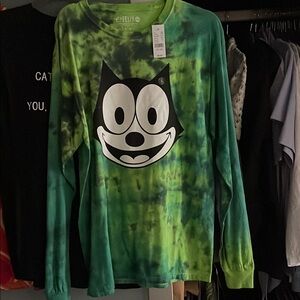 Green and Black Tie-Dye Jersey with Smiley Face